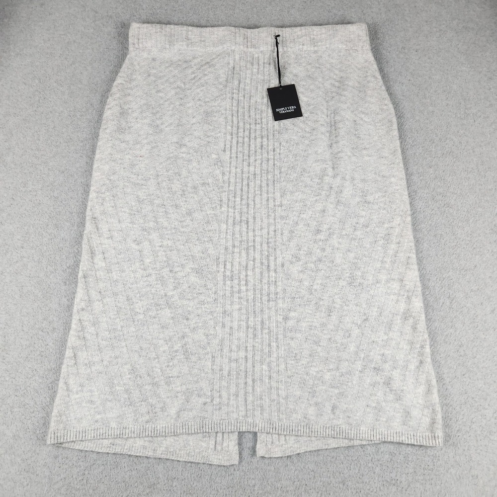 Simply Vera Vera Wang Skirt Women XXL Gray Knit Ribbed Elastic Waist Vented Back